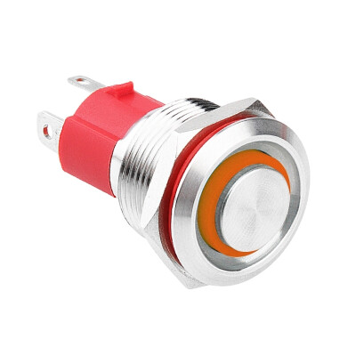WD19D-P1Z-E 19mm Düz Anahtarlı Işıklı Metal Buton - Sarı