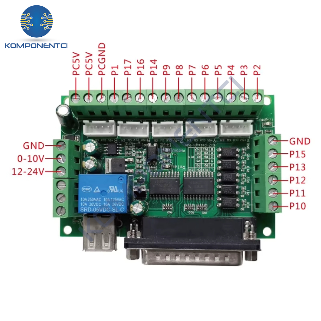 5 Eksenli Cnc Kontrol Kartı Mach3 Step Motor Sürücü | Komponentci