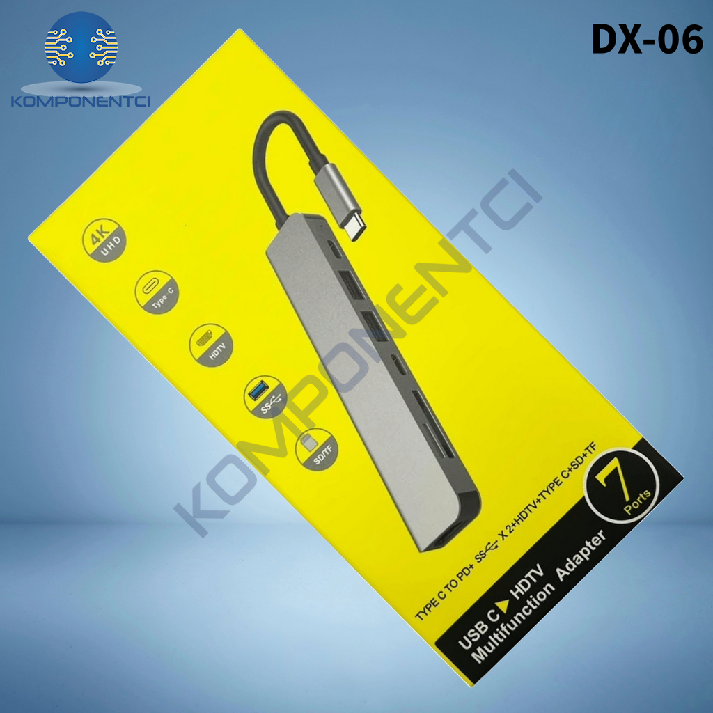 Divex 7 in 1 Type-C Girişli 7 Farklı Çıkışlı USB Çoklayıcı Splitter DX-06