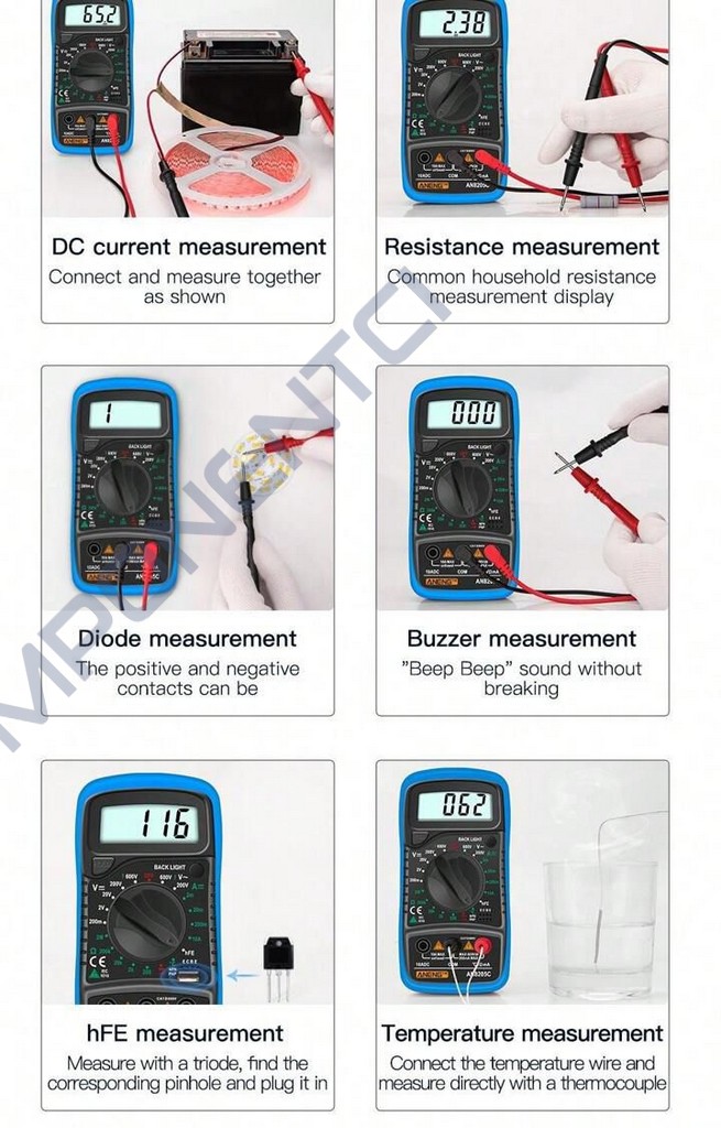 Aneng AN8205C Dijital Multimetre Mavi | Komponentci