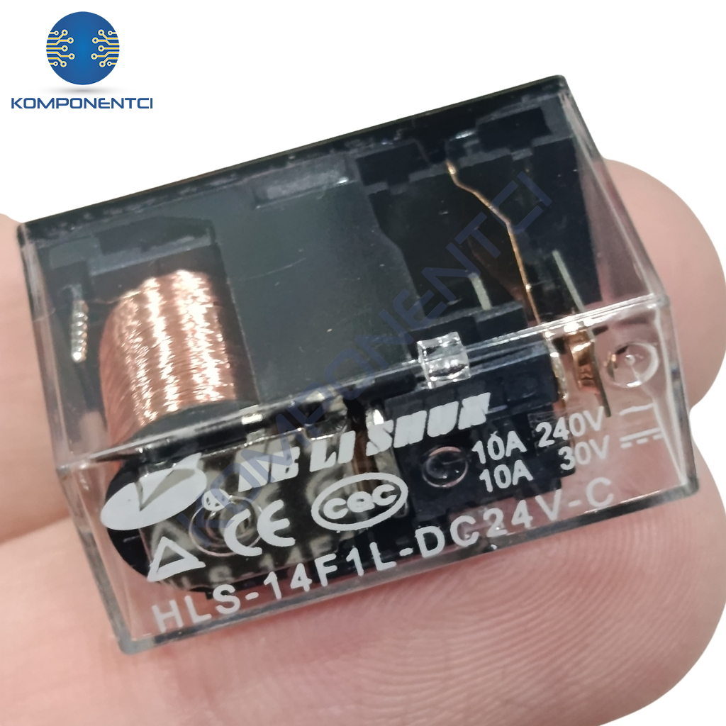 24V 10A Tek Kontak Röle - HLS-14F1L-DC24V-C