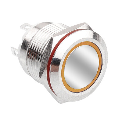 WD19H-P1-E 19mm Düz Yaylı Işıklı Metal Buton - Sarı