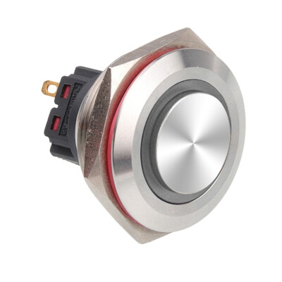 WD28B-G1-E 28mm Çıkık Yaylı Işıklı Metal Buton - Beyaz