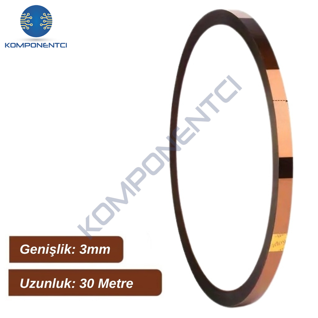 Kapton Bant 3mmx30m Yüksek Isıya Dayanıklı Yanmaz Bant