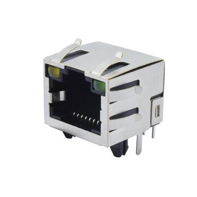 RJ45 8P8C Işıklı Dişi Ethernet Konnektörü - PCB Tipi