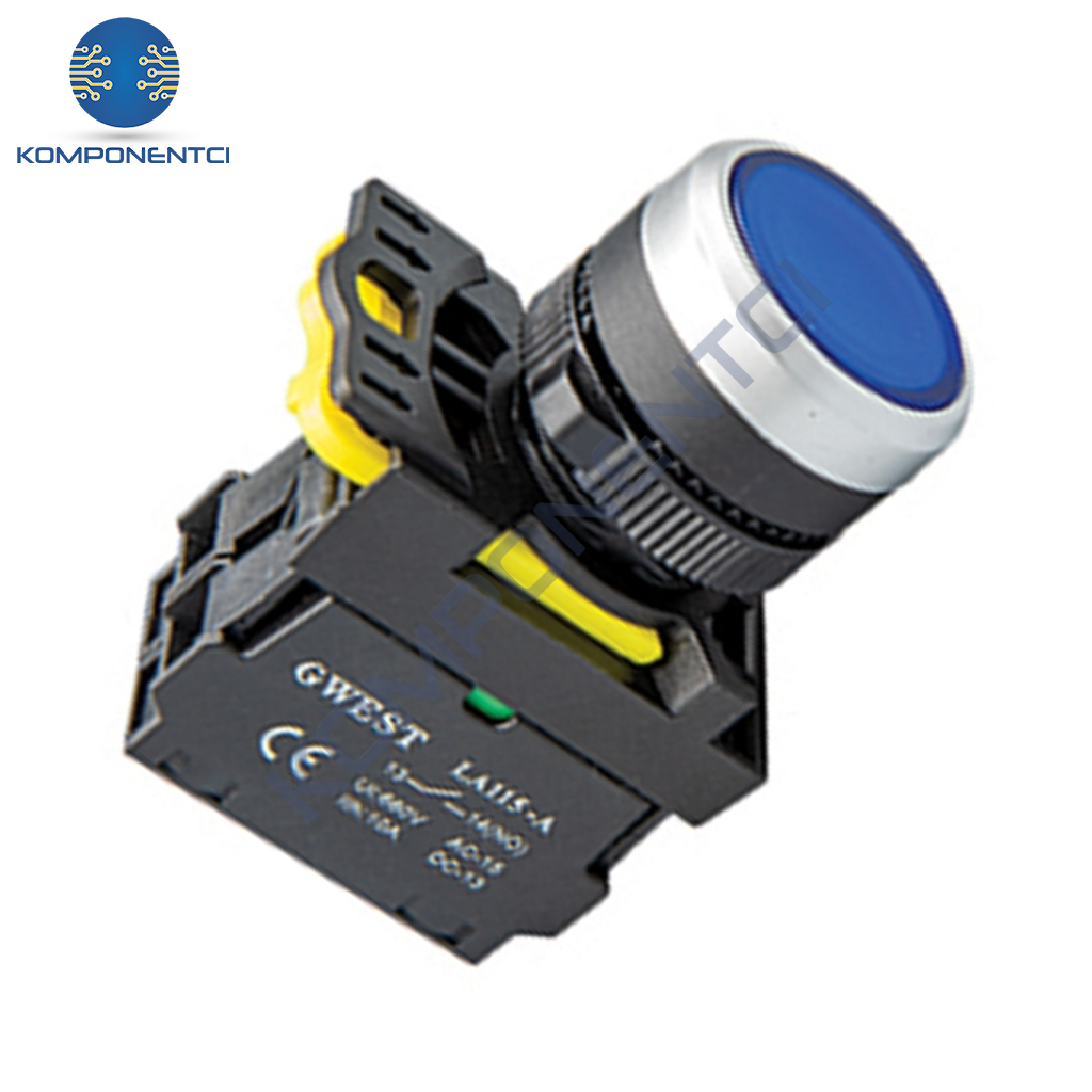 Gwest A5-21D-24 22mm Mavi Led Işıklı Yaylı Start Buton 24V 1NO