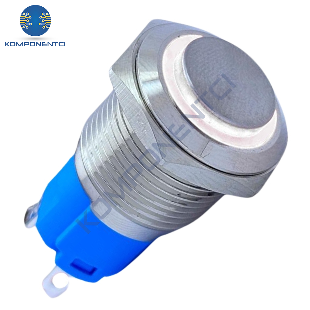 E24 16mm Metal Buton Kalıcılı 12-24V Beyaz Led 1No/1NC 