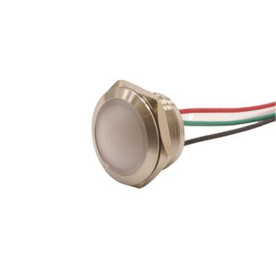 WD19L-P2/RG- 19mm 12-24V Kablolu Metal Sinyal Lambası - 2 Renk Katot