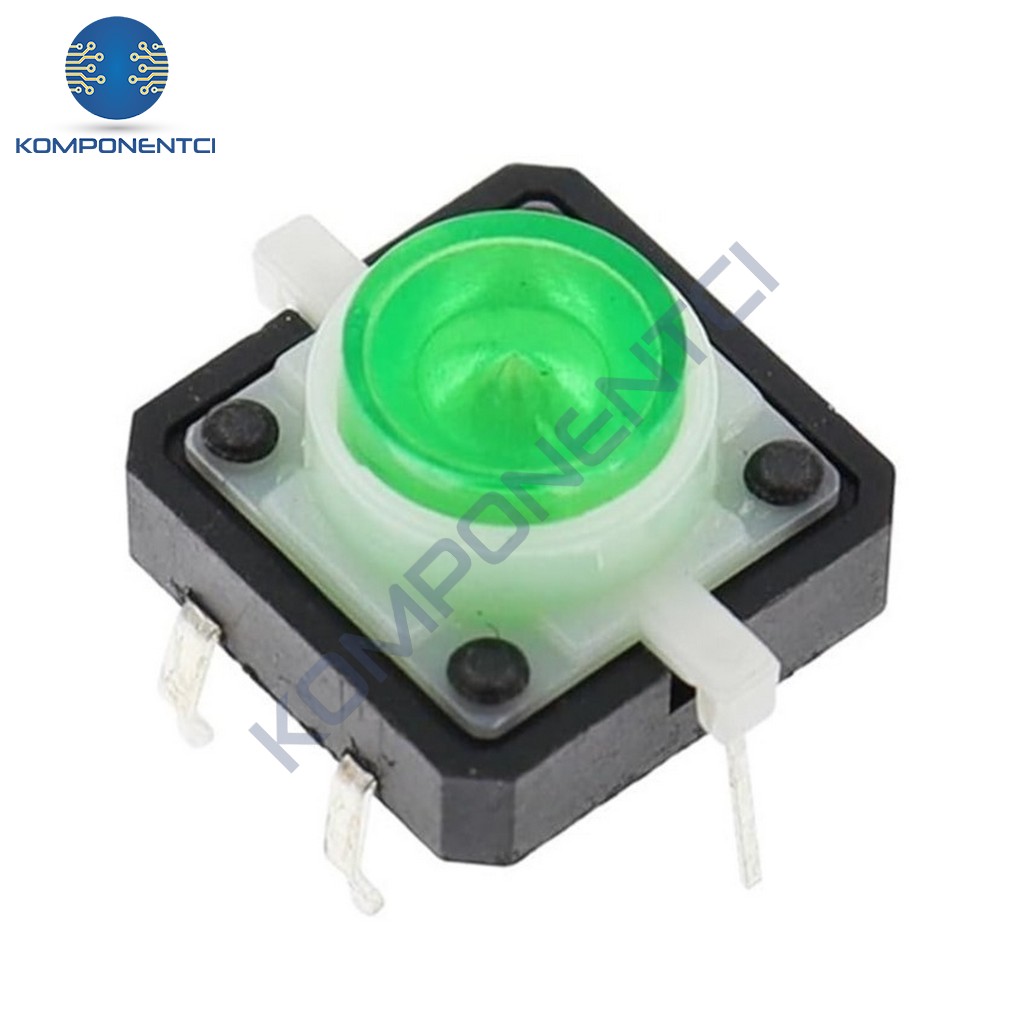 12x12mm Yeşil Led Işıklı Tact Switch