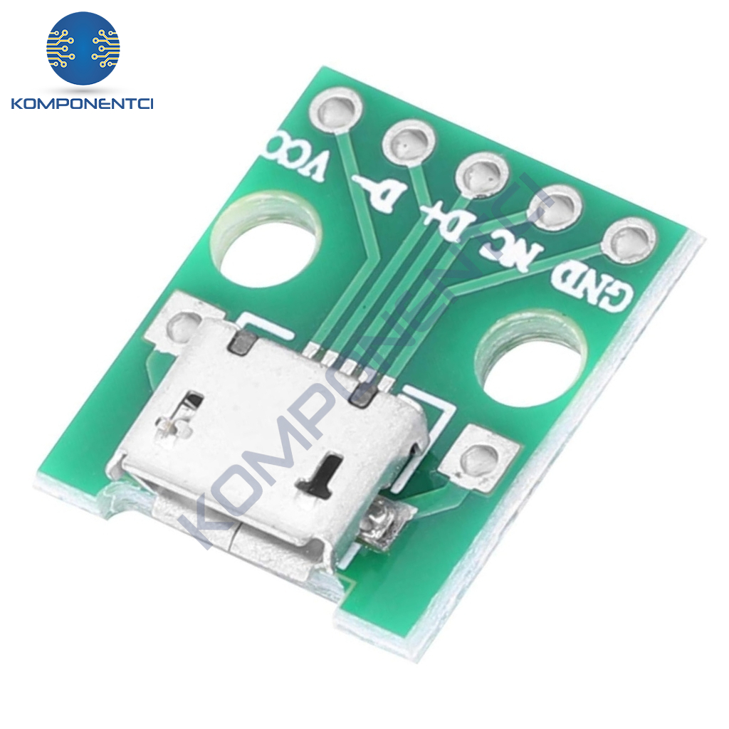 Mikro Usb Dip Dönüştürücü - Dişi - Çevirici 2.54mm