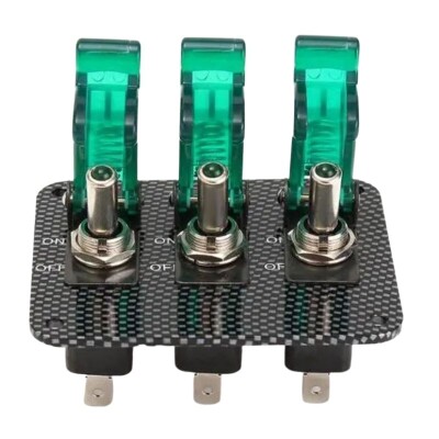 3'lü ON-OFF Toggle Switch Panel - Yeşil