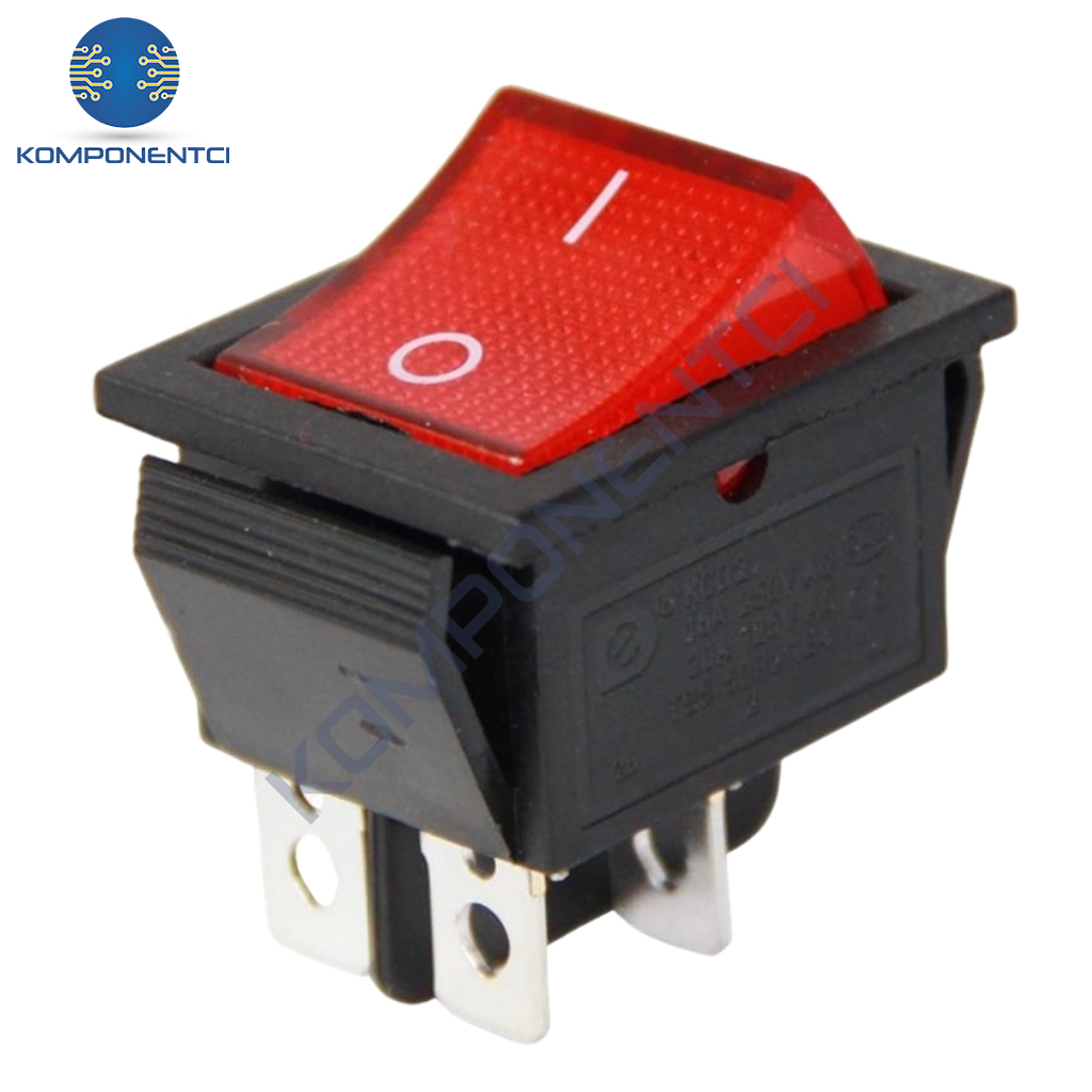 IC-104 Geniş Işıklı Anahtar On Off Switch 4P Kırmızı