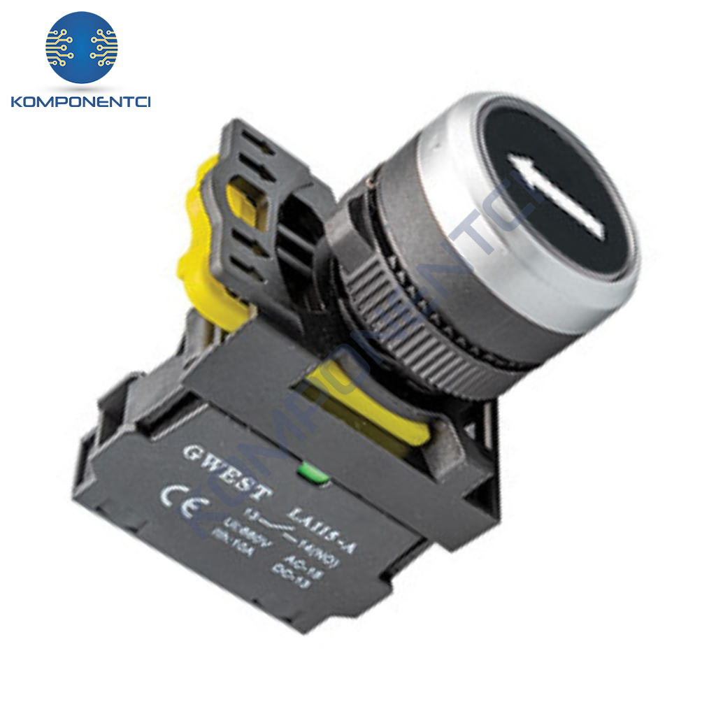 Gwest A5-10/4 22mm Start İşaretli Yaylı Buton Siyah 1NO