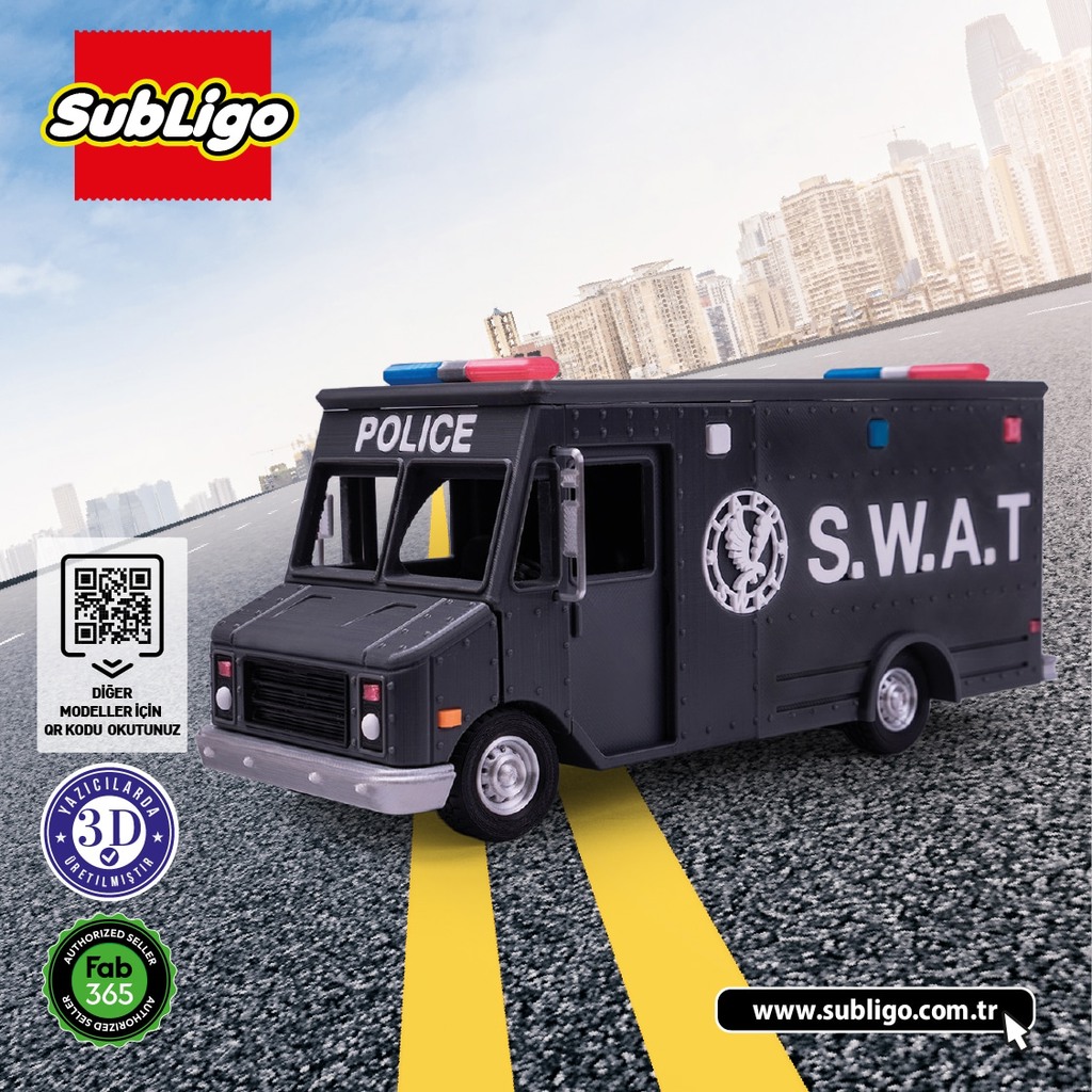 Subligo Swat Polis Minibusu Model Oyuncak Komponentci