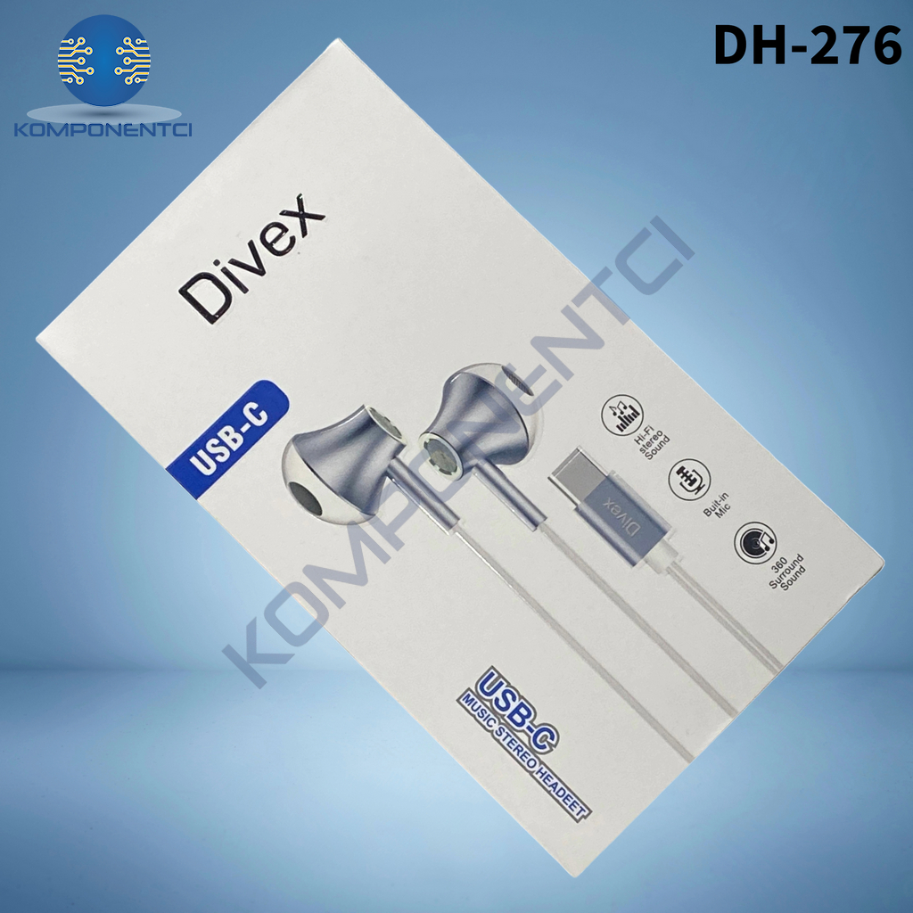 Divex Type-C (USB-C) Stereo Kulakiçi Kulaklık Beyaz DH-276