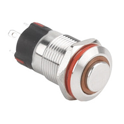 12A-G1-E 12mm Çıkık Yaylı Işıklı Metal Buton - Sarı