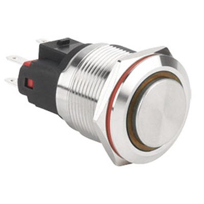WD22E-G1Z-E 22mm Çıkık Anahtarlı Işıklı Metal Buton - Sarı