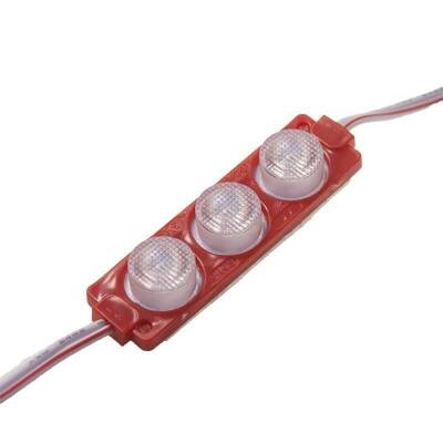 3W Mercekli Modül 3'lü Led - Kırmızı 12V