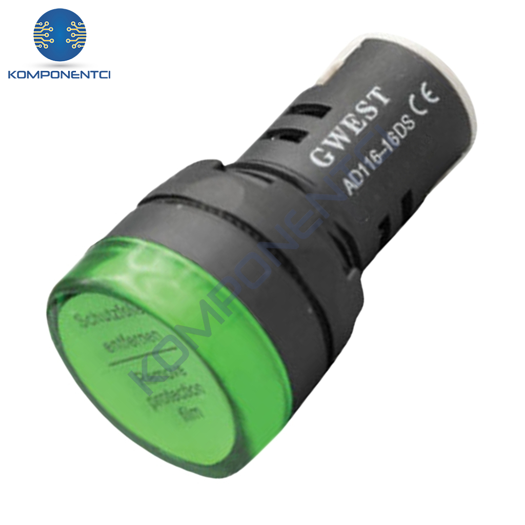 Gwest 22-24V-Y 22mm Yeşil Ledli Sinyal Lambası 24V