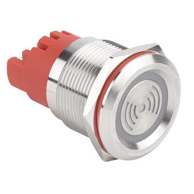 WD22F-P0-S12VR DX 22mm Kesik Sesli Işıklı Metal Buzzer - 12V