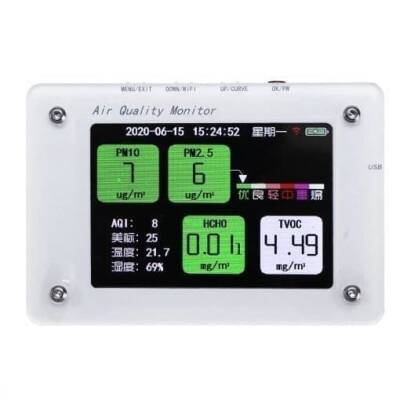 PM2.5 TVOC CO2 HCHO AQI Hava Kalitesi Monitörü - B1