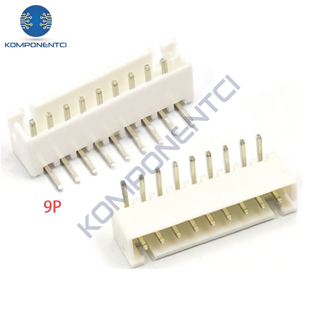 9 Pin JST-XH 2.54 Tunik Konnektör Erkek Eğik 90°