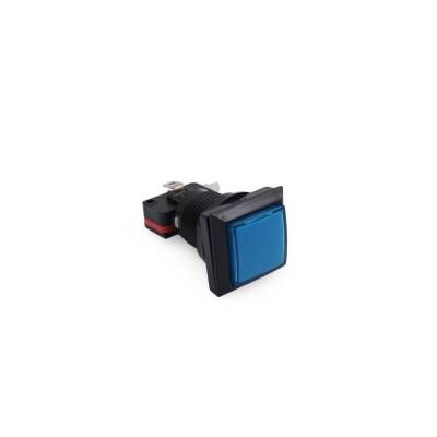 33mm 12V Kare Işıklı Oyun Makinesi Butonu - Mavi