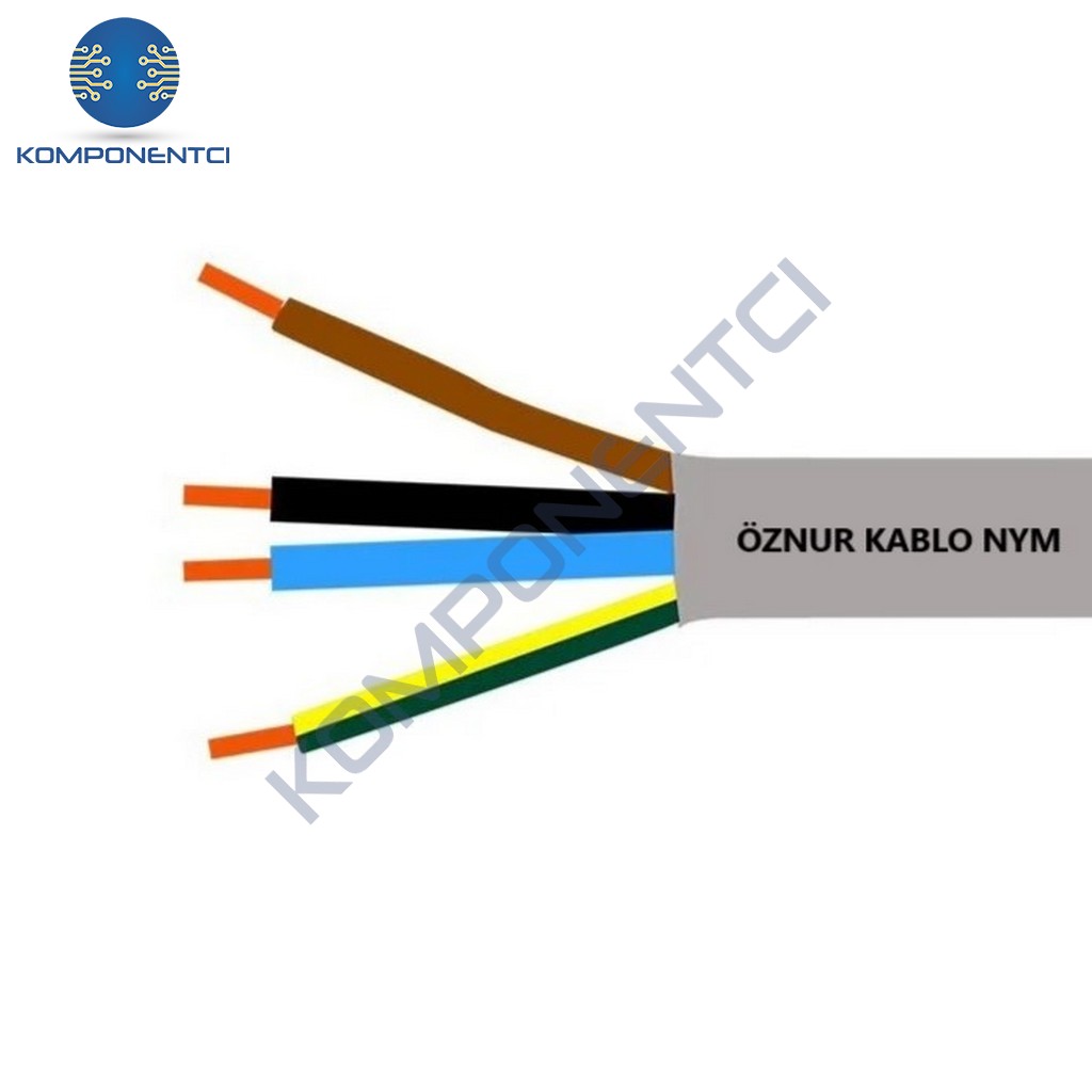 Öznur Kablo 4x2,5 mm NYM (Antigron) Gri 1mt