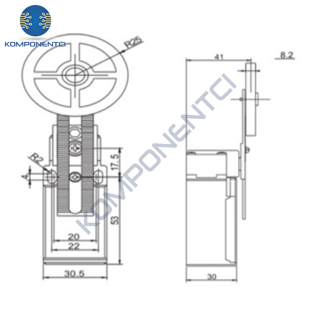 Gwest GLS-191 Ayarlanabilir Kauçuk Makaralı Çift Yönlü Limit