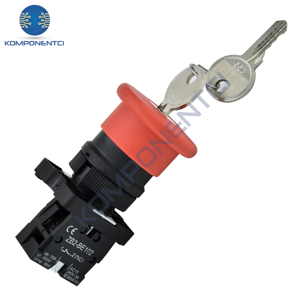 Gwest BZ-01ZA 22mm Kalıcı Acil Stop Anahtarlı Mantar Buton 1NC