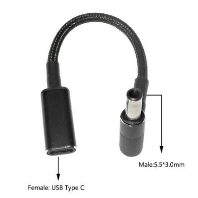 Dişi Type C - Erkek 5.5x3mm Jack Dönüştürücü Kablo Tip-C to 5530