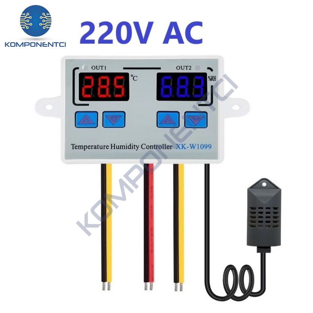 XK-W1099 220V Sıcaklık ve Nem Ölçer Ekranlı Termostat - Röle Modülü
