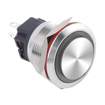 WD25B-G1Z-E 25mm Çıkık Anahtarlı Işıklı Metal Buton - Beyaz