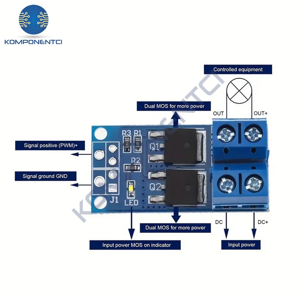 15A 400W PWM Kontrollü Mosfet Anahtarlama Modülü | Komponentci