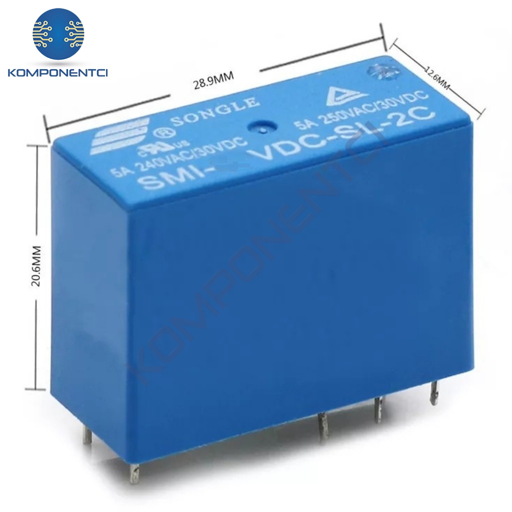 Relés SRE-12VDC-SL-2C - Pack De 5 Piezas, 12V DC, 8 Pines, Tipo PCB Para Circuitos Electrónicos