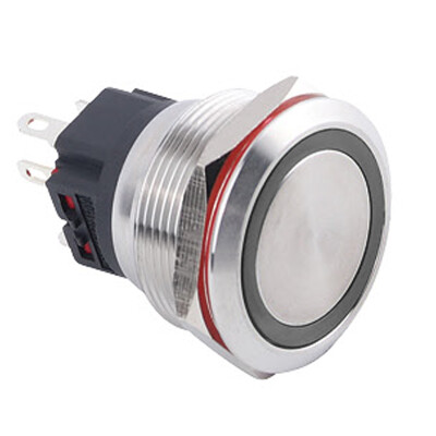 WD25B-P1Z-E 25mm Düz Anahtarlı Işıklı Metal Buton - Beyaz