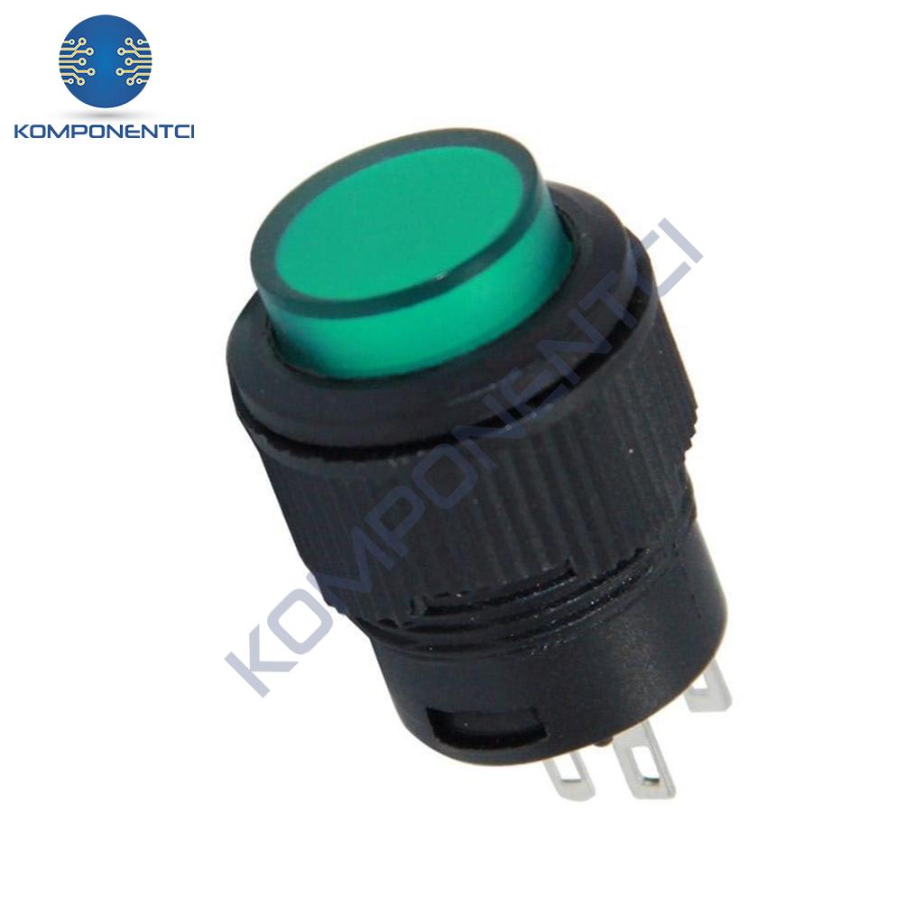 IC-180B 16mm Işıklı Buton Yaylı Yeşil