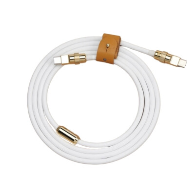 100W Beyaz Type-C Silikon Hızlı Şarj Kablosu - 2 Metre