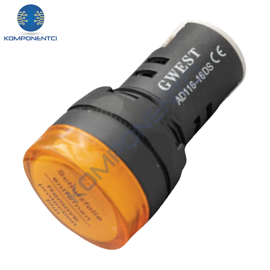 Gwest 22-24V-S 22mm Sarı Ledli Sinyal Lambası 24V