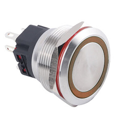 WD25B-P1Z-E 25mm Düz Anahtarlı Işıklı Metal Buton - Sarı