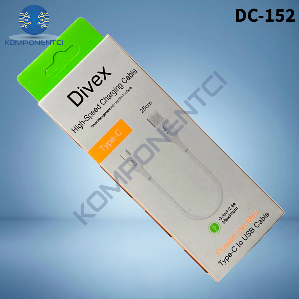 Divex 2.4A Type-C to USB Hızlı Şarj Kablosu 25cm DC-152