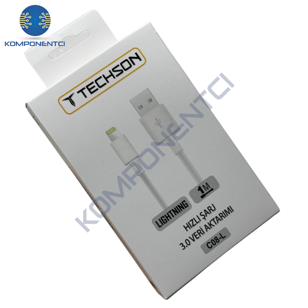 TECHSON Lightning 2.4A Hızlı Şarj Kablo USB 3.0 Veri Aktarımı 1m C08-L