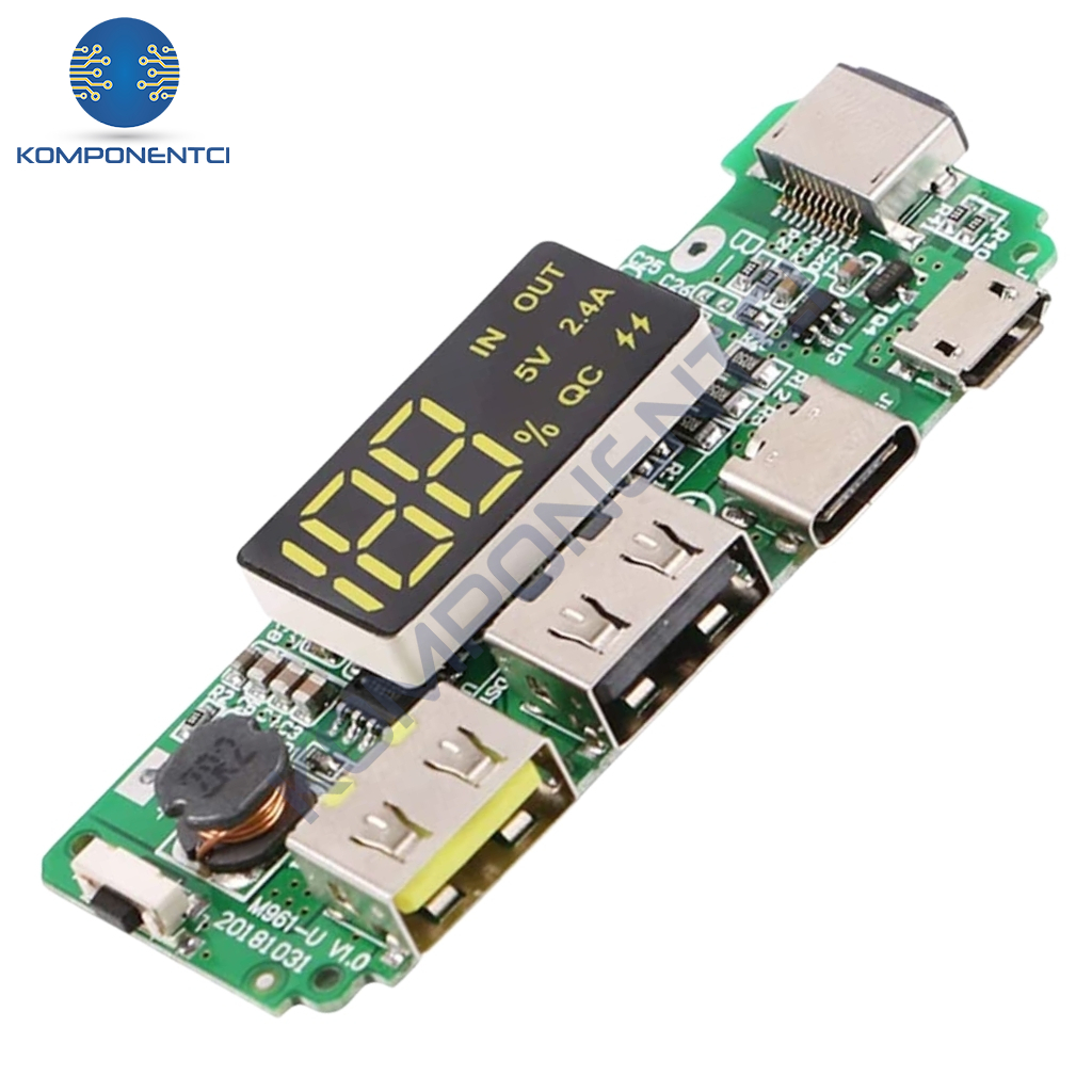 Çift USB 5V 2.4A Ledli Micro Type-C Powerbank Modülü