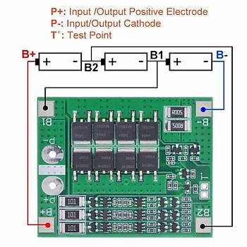 3S 25A 18650 BMS LiPo Pil Balans Devresi Modl