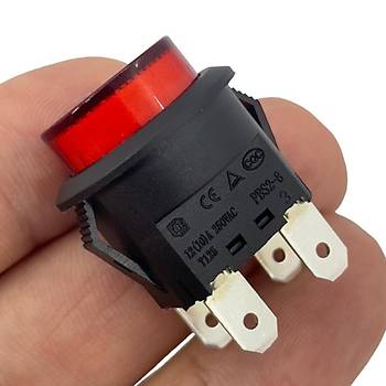 IC-180N Buton Plastik 22mm 12V 4P Krmz