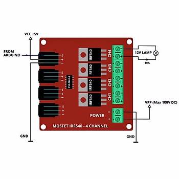 Arduino 4 Kanall IRF540 MOSFET Modl