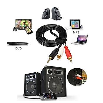 3.5mm Aux Stereo Erkek- 2RCA Erkek Kablo 1.5m
