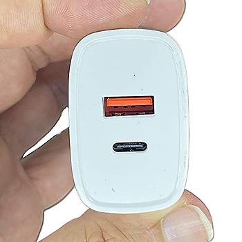 USB + Type-C 18W ki kl  Hzl arj Adaptr