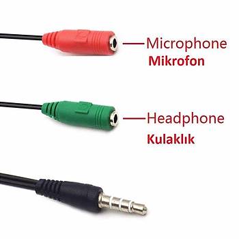 3.5mm Aux Kulaklık-Mikrofon Ayırıcı Kablo