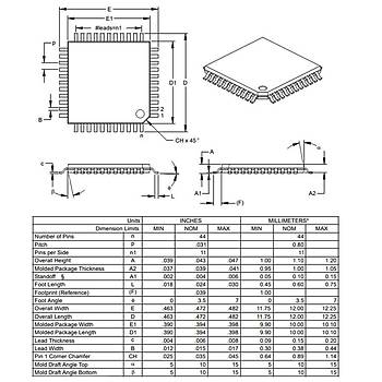 PIC16F877A I/PT SMD TQFP-44 8-Bit 20 MHz Mikrodenetleyici